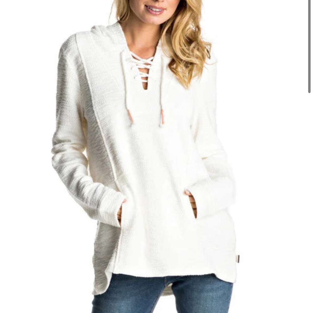 Roxy Cream Colored Pearling Hooded Beach Cover-Up
